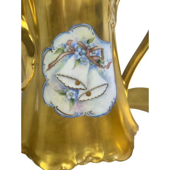 Antique Early 20th Century Hutschenreuther Gelb Bavaria Gilt 4-PC Coffee Tea Set - Picture 4 of 16